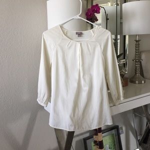 J. Jill cream silk pleated neckline top, size xs
